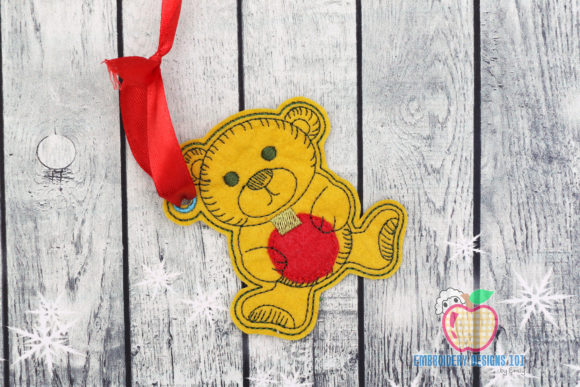 Christmas Teddy Bear Holding Red Ball