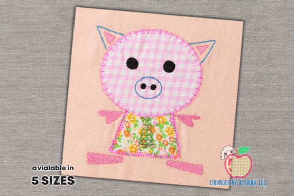 Cute Pig Cartoon Applique