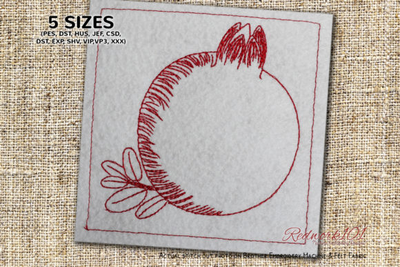 Healthy Pomegranate Fruits Redwork