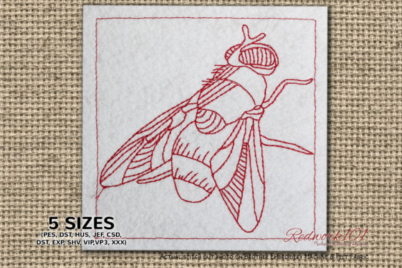 Macro Housfly Embroidery Design
