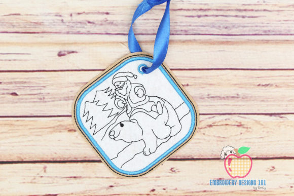 Santa Sitting on Polar Bear Ornament