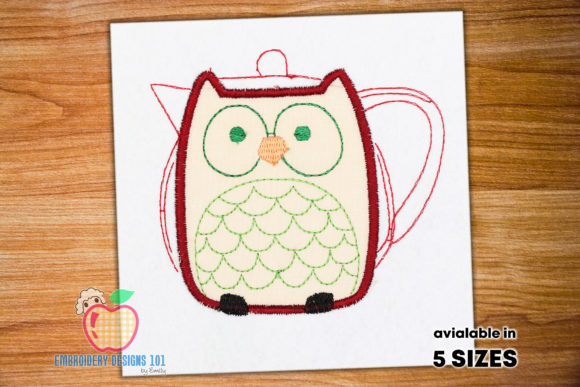 Teapot Made with the Owl on It Applique